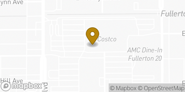 Map showing the location of Costco in Fullerton, CA 92832