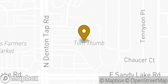 Map showing the location of Tom Thumb in Coppell, TX 75019
