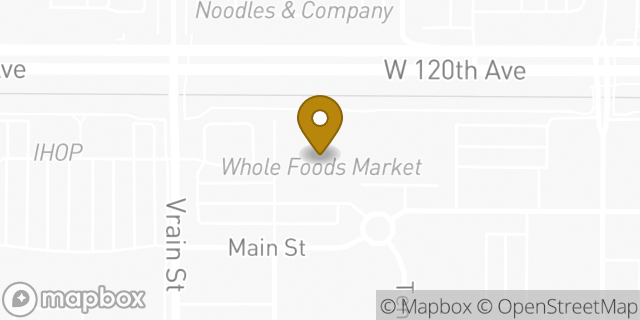 Map showing the location of Whole Foods Market in Westminster, CO 80031