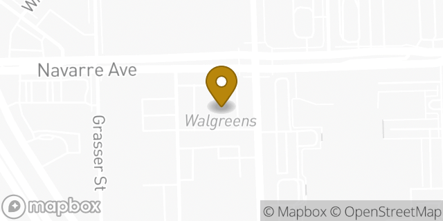 Map showing the location of Walgreens in Oregon, OH 43616