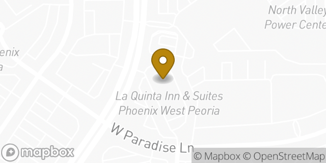 Map showing the location of La Quinta Inn & Suites Phoenix West Peoria in Peoria, AZ 85382