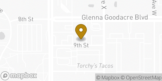 Map showing the location of 9th & University in Lubbock, TX 79401
