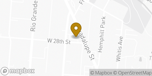 Map showing the location of Guadalupe & 28th in Austin, TX 78705