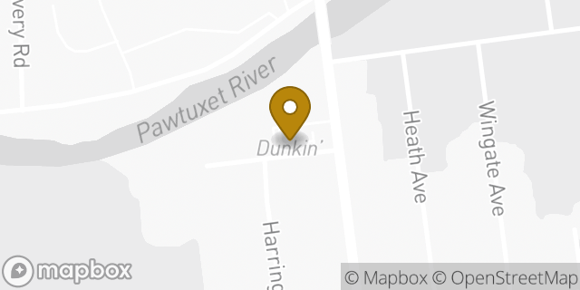 Map showing the location of Dunkin' in Warwick, RI 02888
