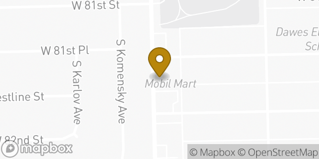 Map showing the location of Dunkin' in Chicago, IL 60652