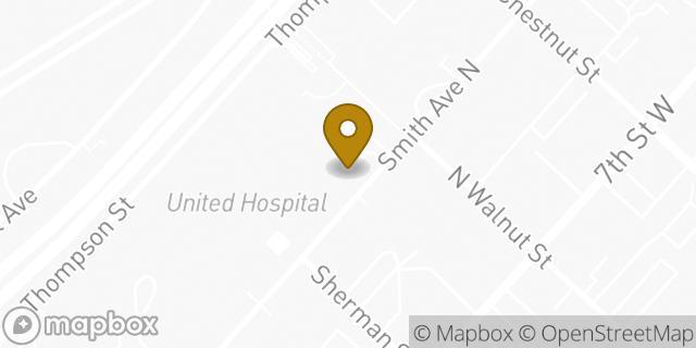 Map showing the location of Allina Health United Pharmacy in St Paul, MN 55102
