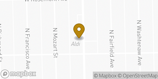 Map showing the location of Aldi in Chicago, IL 60659