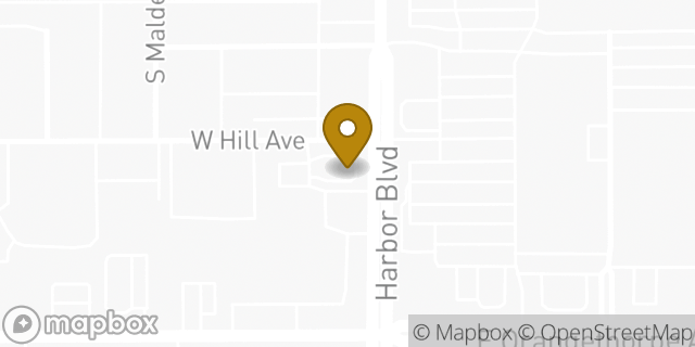 Map showing the location of Starbucks in Fullerton, CA 92832