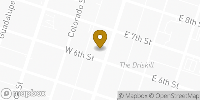 Map showing the location of WeWork in Austin, TX 78701