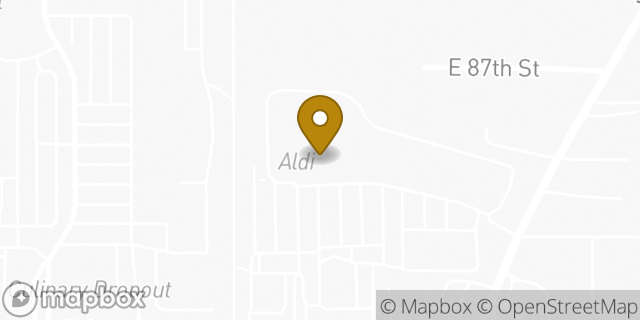 Map showing the location of Aldi in Indianapolis, IN 46240