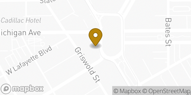 Map showing the location of Starbucks in Detroit, MI 48226