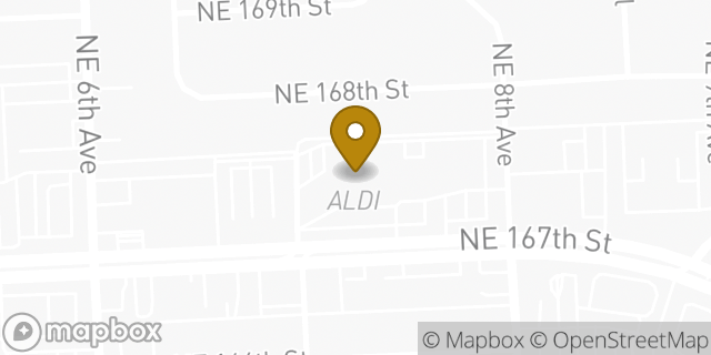 Map showing the location of Aldi in North Miami Beach, FL 33162