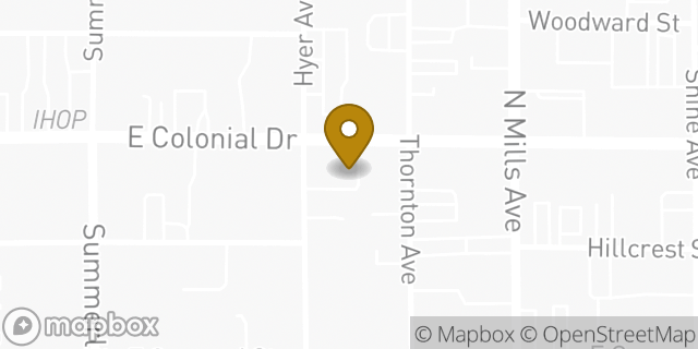 Map showing the location of Dunkin' in Orlando, FL 32803