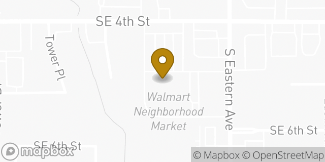 Map showing the location of Walmart Neighborhood Market in Moore, OK 73160