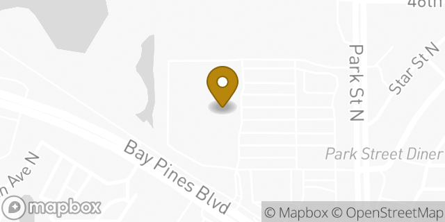 Map showing the location of Starbucks Coffee Company in St. Petersburg, FL 33709