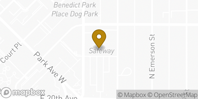 Map showing the location of Starbucks in Denver, CO 80205