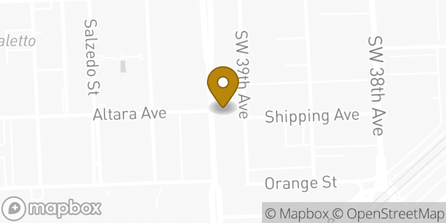 Map showing the location of Enterprise Rent-A-Car in Coral Gables, FL 33146