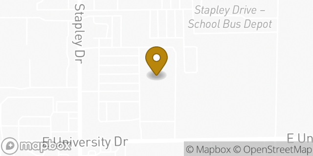 Map showing the location of Starbucks in Mesa, AZ 85203