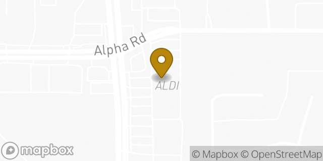Map showing the location of Aldi in Dallas, TX 75240