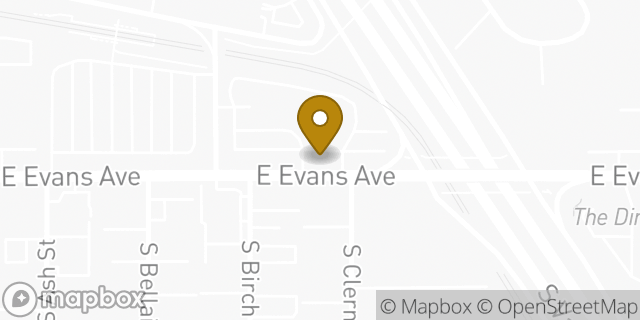 Map showing the location of Barbee's Freeway Ford in Denver, CO 80222