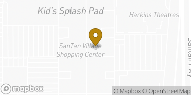 Map showing the location of Rowan SanTan Village in Gilbert, AZ 85295
