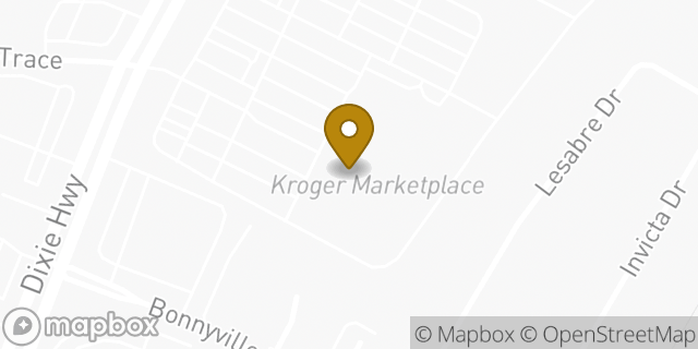 Map showing the location of Kroger Marketplace in Louisville, KY 40216