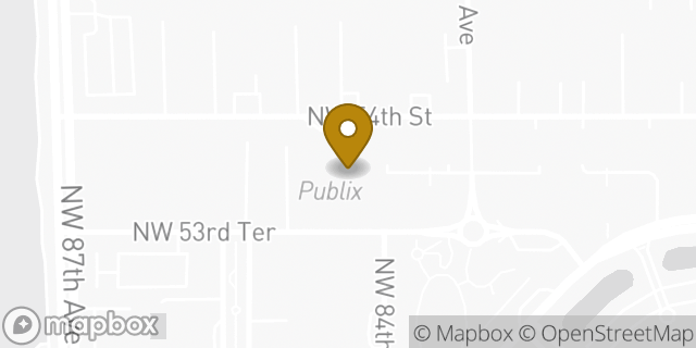 Map showing the location of Publix Pharmacy At Downtown Doral in Doral, FL 33166
