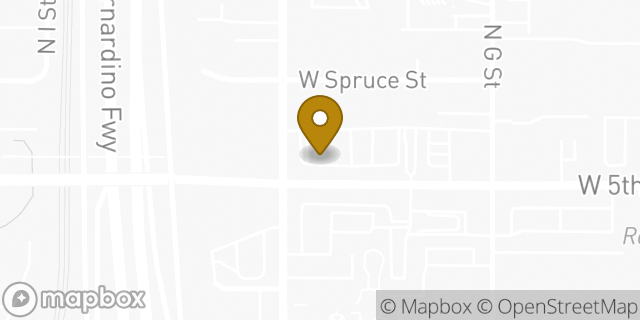 Map showing the location of Starbucks in San Bernardino, CA 92410