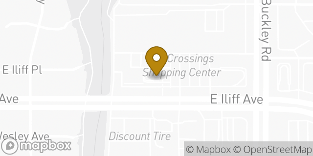 Map showing the location of E iliff in Aurora, CO 80013