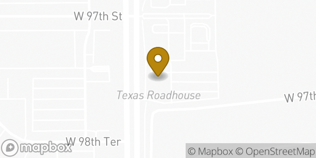 Map showing the location of Texas Roadhouse in Overland Park, KS 66212