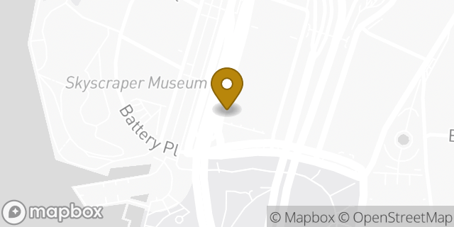 Map showing the location of Battery Park in New York, NY 10004