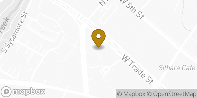 Map showing the location of Bank of America ATM in Charlotte, NC 28202
