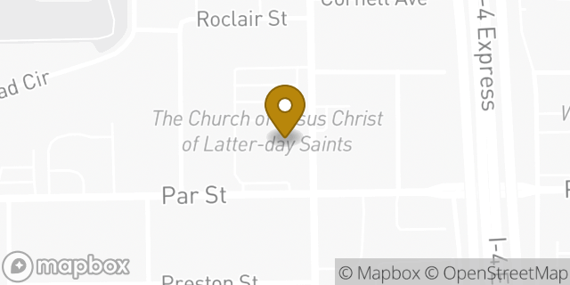 Map showing the location of The Church of Jesus Christ of Latter-day Saints in Orlando, FL 32804