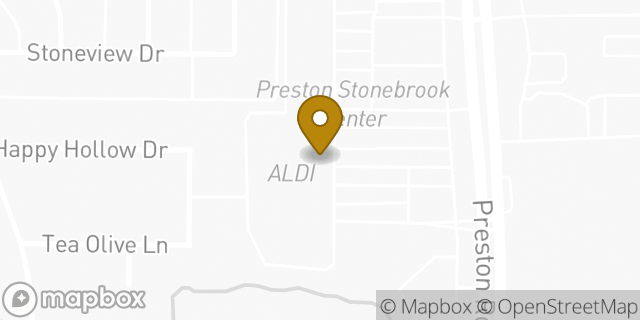 Map showing the location of Aldi in Frisco, TX 75034