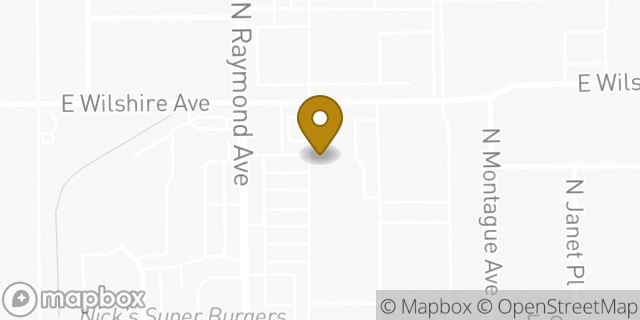 Map showing the location of AutoZone in Fullerton, CA 92831