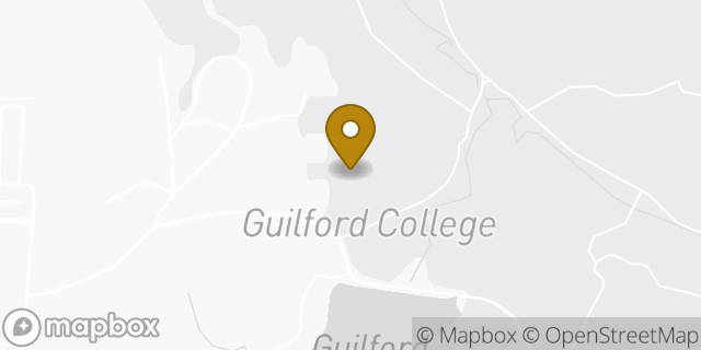 Map showing the location of ATM Guilford College - Bauman Hall in Greensboro, NC 27410