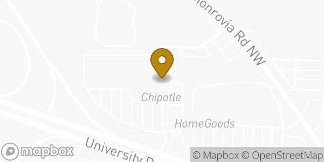 Map showing the location of Chipotle Mexican Grill in Huntsville, AL 35806