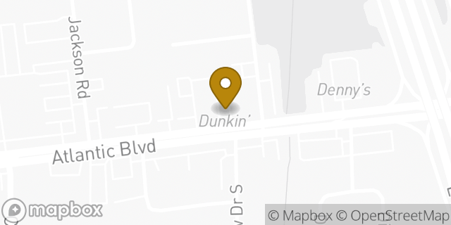 Map showing the location of Dunkin' in Jacksonville, FL 32225