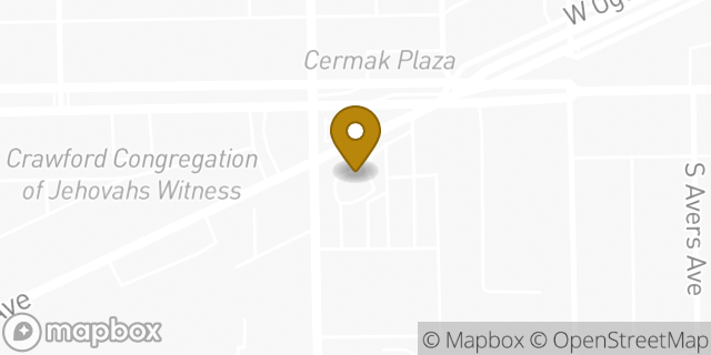 Map showing the location of Dunkin Donuts in Chicago, IL 60623
