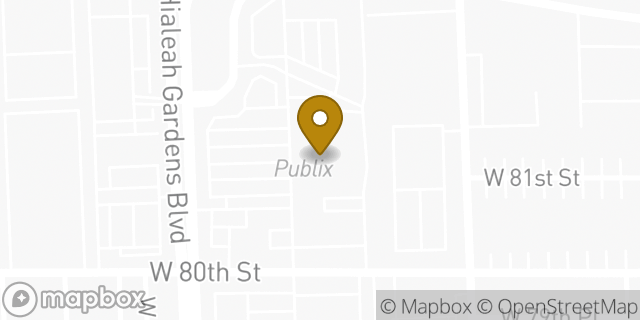Map showing the location of Publix in Hialeah, FL 33018