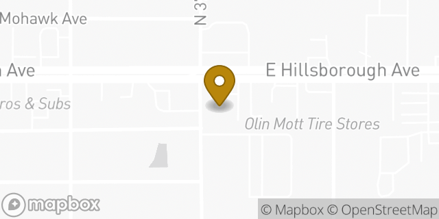 Map showing the location of AutoZone in Tampa, FL 33610