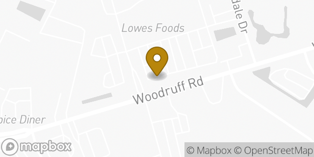 Map showing the location of Starbucks Coffee Company in Simpsonville, SC 29681
