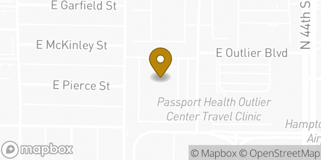 Map showing the location of Banner Health in Phoenix, AZ 85008