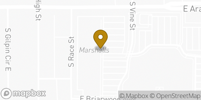 Map showing the location of Marshalls in Centennial, CO 80122