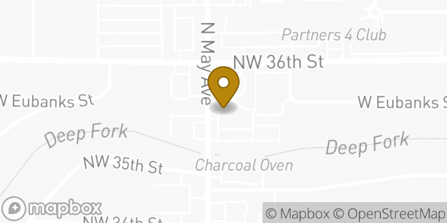 Map showing the location of Dunkin' in Oklahoma City, OK 73112