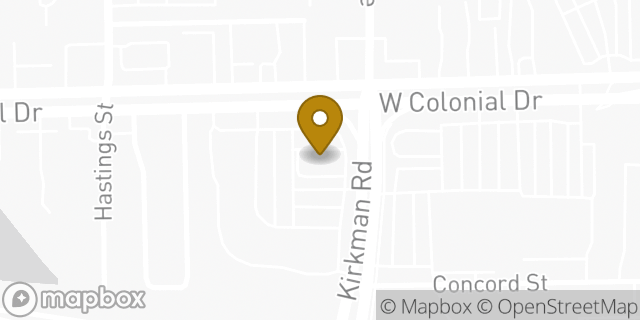 Map showing the location of Dunkin' in Orlando, FL 32808