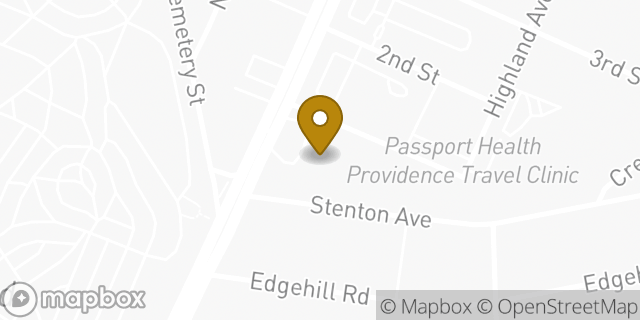 Map showing the location of Dunkin' in Providence, RI 02904