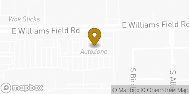 Map showing the location of Autozone Auto Parts in Gilbert, AZ 85295