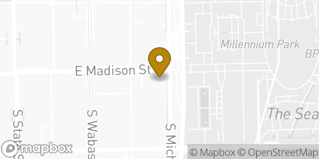 Map showing the location of Bank of America Financial Center & Walk-Up ATM | Chicago-Michigan and Madison in Chicago, IL 60603