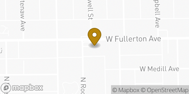 Map showing the location of Dunkin Donuts in Chicago, IL 60647